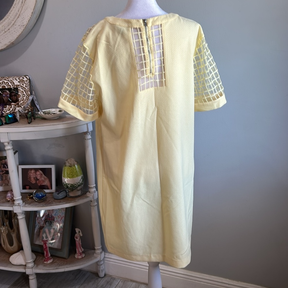 [WAREHOUSE] Yellow Mesh Overlay Dress - Size 12 - Picture 4 of 5
